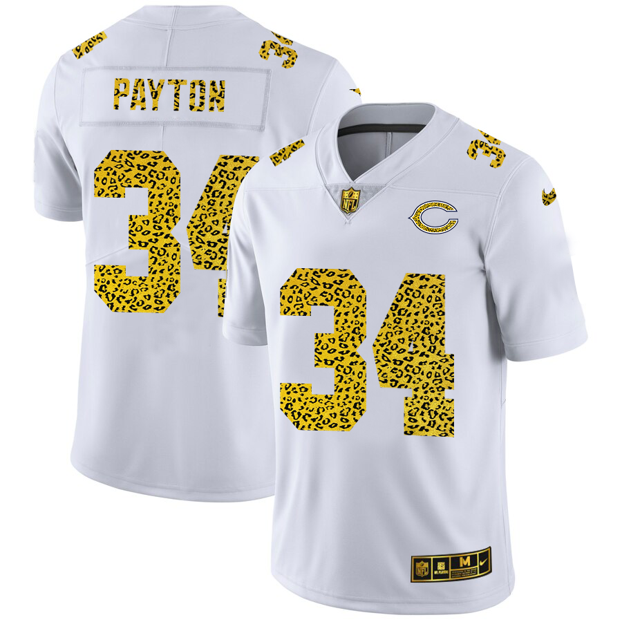 Chicago Bears #34 Walter Payton Men Nike Flocked Leopard Print Vapor Limited NFL Jersey White->cincinnati reds->MLB Jersey